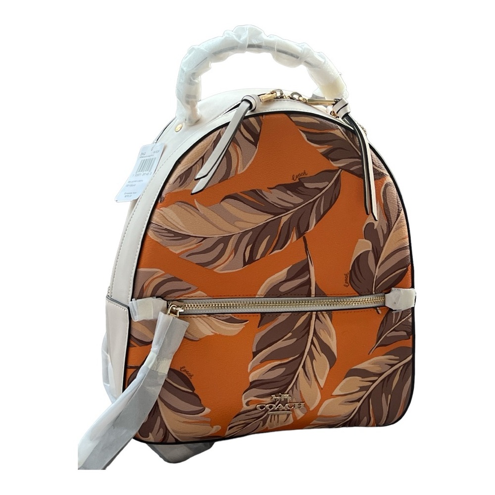 Coach Signature Jordyn Backpack Natural Banana Leaves Redwood Sunbeam Multi NWT